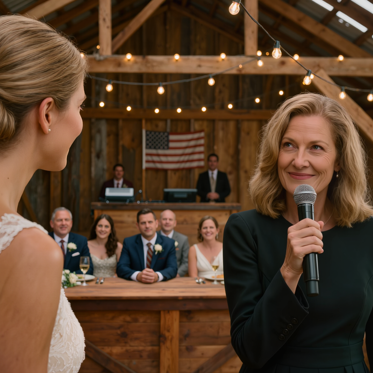 Al mio matrimonio, i miei genitori indossavano abiti neri da lutto. La mamma prese il microfono: “Restiamo qui finché non cedi la casa a tua sorella!” rise mia sorella. Mio marito si alzò con calma e indicò lo schermo. Ciò che apparve sullo schermo li fece fuggire dal luogo.