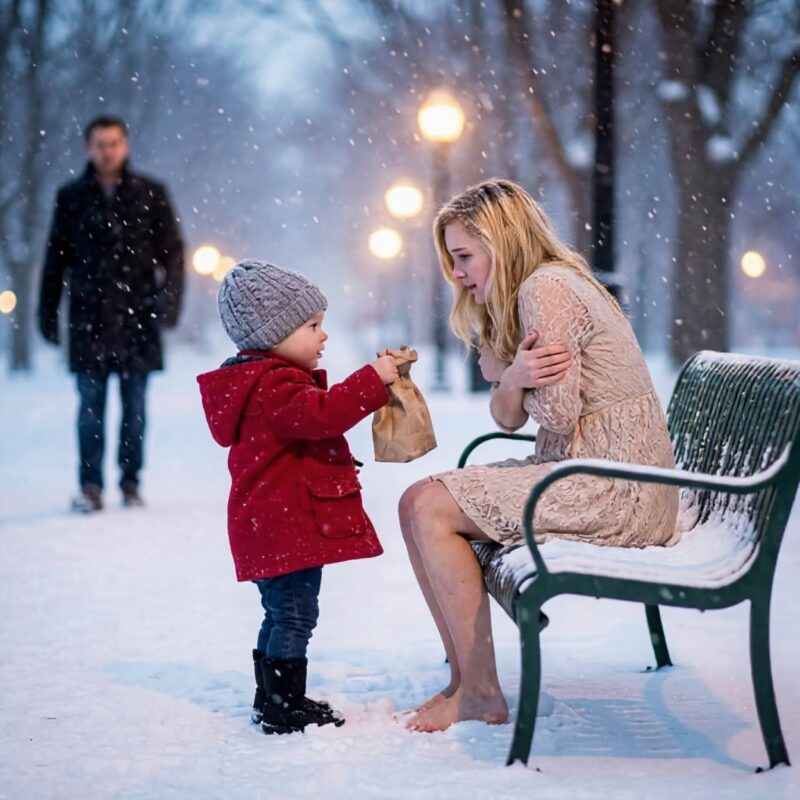 Gli porse un biscotto e sussurrò: “Tu hai bisogno di una casa, e io ho bisogno di una madre”.❤️❄️