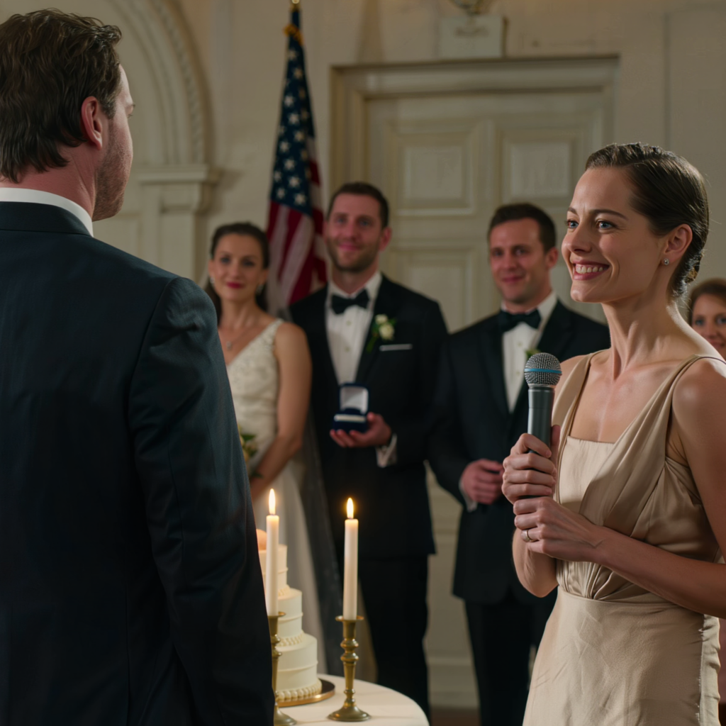 Mia sorella aveva organizzato l’annuncio “a sorpresa” del suo fidanzamento al mio matrimonio, tutta sorrisi mentre prendeva il microfono. Ma quando il testimone si è alzato e ha iniziato il suo discorso, l’espressione sul suo viso è cambiata. Ha rivelato qualcosa che nessuno si aspettava.