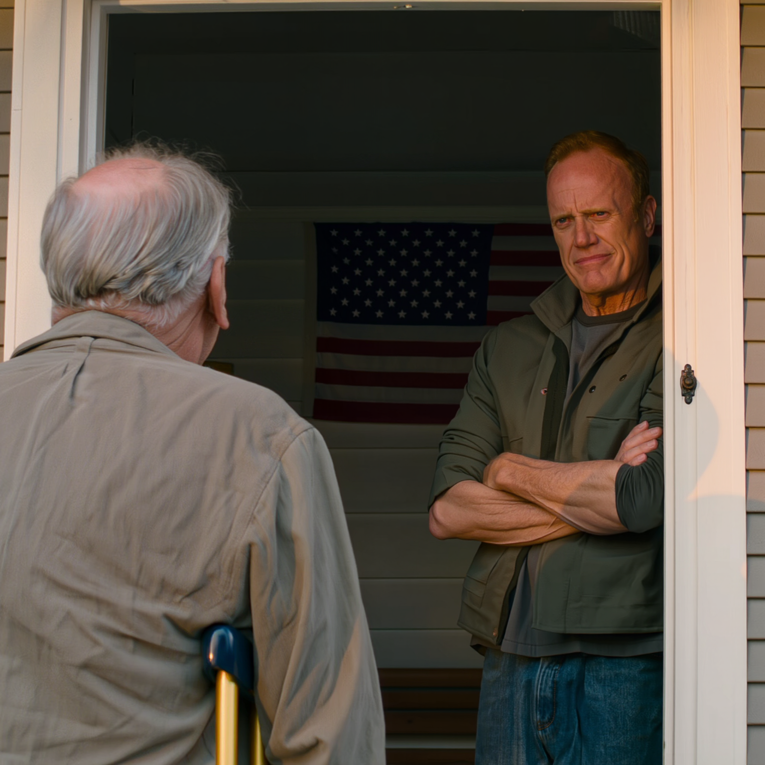 Ancora con le stampelle dopo l’intervento al ginocchio, tornai a casa, nella casa che avevo abitato per oltre quarant’anni in Ohio, e trovai le serrature cambiate, le foto di famiglia sparite, e mio genero che mi bloccava l’ingresso, dicendo freddamente: “D’ora in poi, questa è casa nostra”. Non urlai. Lo guardai dritto negli occhi e gli diedi una sola risposta che gli fece gelare quel sorriso.