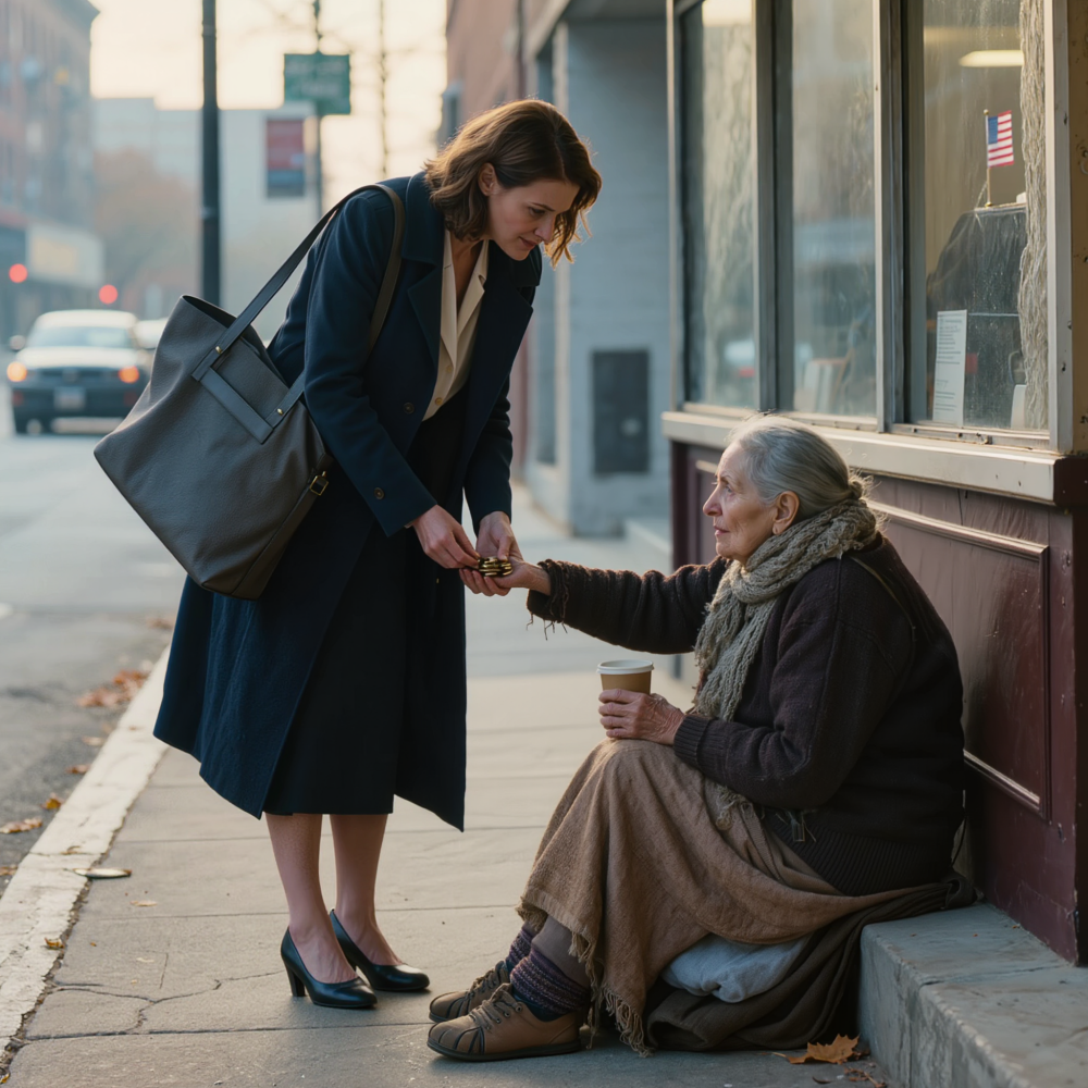Dopo il divorzio, ho trovato un nuovo lavoro. Ogni giorno, mentre andavo al lavoro, lasciavo qualche spicciolo a un’anziana signora seduta sul ciglio della strada. Un giorno, mentre mi chinavo, lei mi afferrò improvvisamente la mano con forza e disse: “Hai fatto così tanto per me. Non tornare a casa stasera. Resta in albergo, domani capirai perché.”