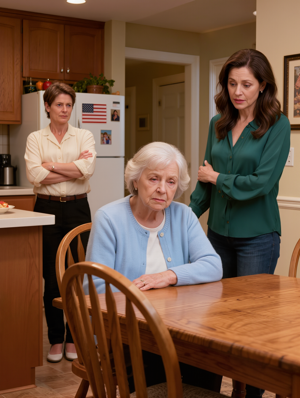 Mia figlia mi ha vista seduta al buio e mi ha chiesto a bassa voce: “Mamma, perché non c’è niente da mangiare in cucina? Tu ricevi 10.000 dollari al mese”. Mia nuora è uscita e ha detto con tono perentorio: “Controllo io ogni singolo dollaro che riceve”. Mia figlia si è tolta lentamente gli orecchini, l’ha guardata dritto negli occhi e ha detto: “Allora, da oggi in poi, questo controllo finisce”.