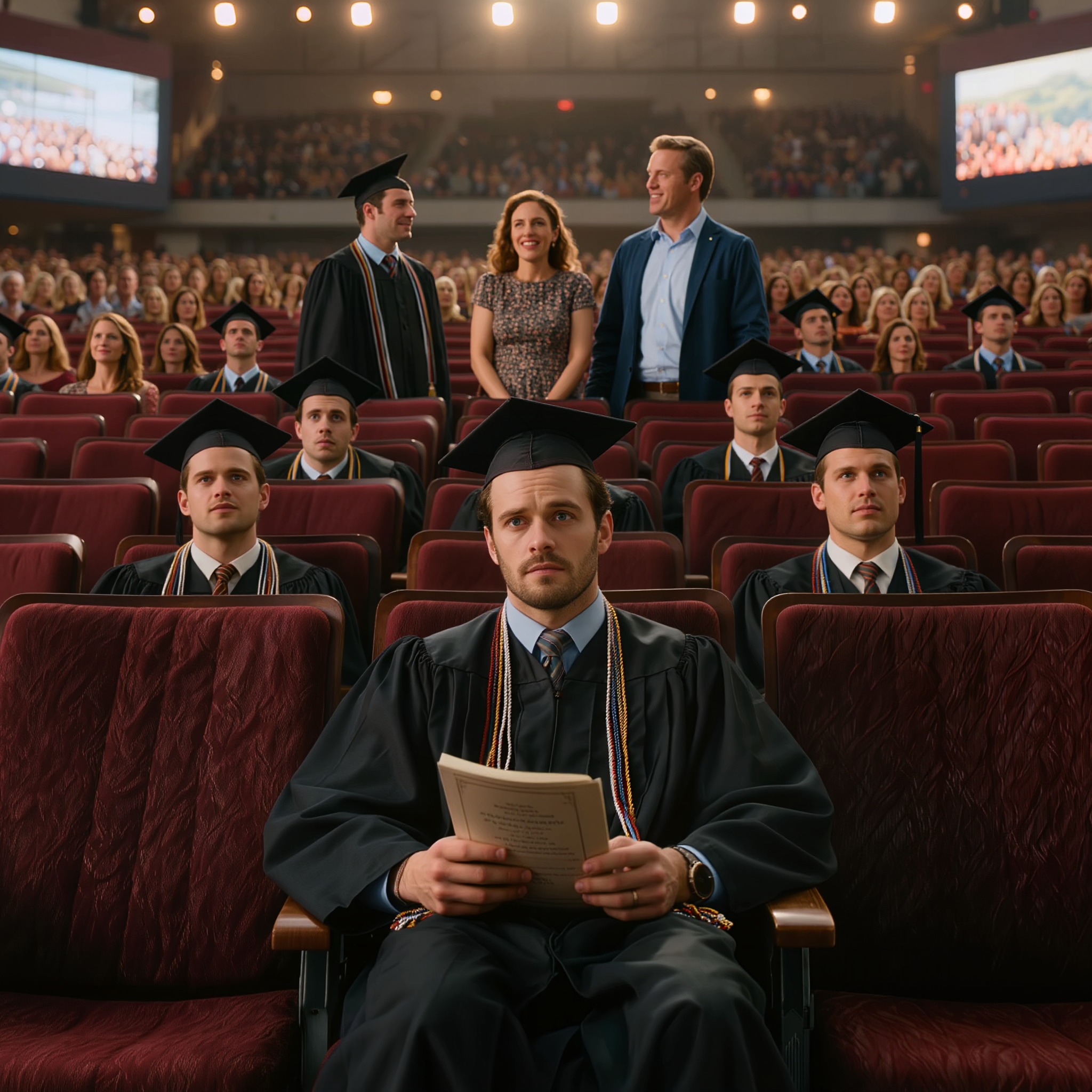 Il futuro mentre mi diceva: “Se l’è meritato, e tu no” — Entrarono in quell’auditorium sorridendo come se fosse il suo grande giorno, poi il preside prese una carta, le telecamere trovarono i loro volti sui maxi-schermi e la verità che avevano ignorato per quattro anni stava per essere detta ad alta voce