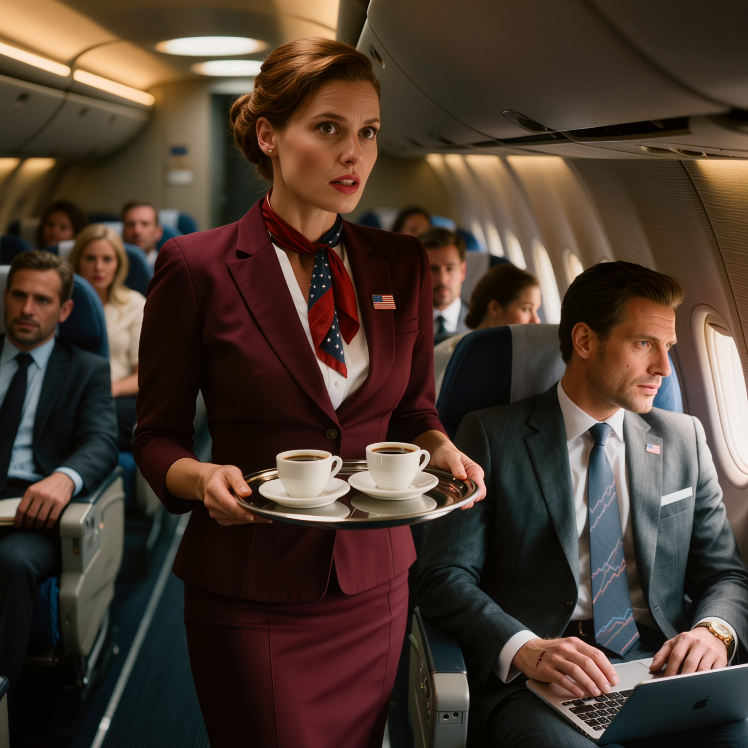 Stavo versando il caffè in business class quando l’uomo che i miei suoceri hanno seppellito cinque anni fa ha alzato lo sguardo, mi ha chiamata per nome e ha fatto finta che non ci fossimo mai incontrati