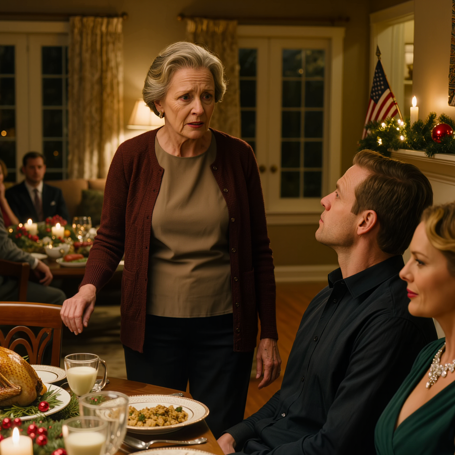 Proprio nel bel mezzo della cena di Natale, mio ​​figlio ha detto senza mezzi termini: “Pagare le bollette non significa essere una famiglia”, e mia nuora ha sorriso con un sorriso sottile come una lama: “Sei gelosa perché è mia madre quella che ha i soldi veri”, lo hanno detto proprio nella casa dove avevo arrostito il tacchino e apparecchiato la tavola con i miei piatti migliori, poi mi hanno guardata come se fossi io il fastidio. Ho solo detto: “Bene, allora potete occuparvi voi stessi dei 15.000 dollari”, e la mattina dopo, il bussare alla porta li ha fatti pentire di non essere stati zitti la sera prima.