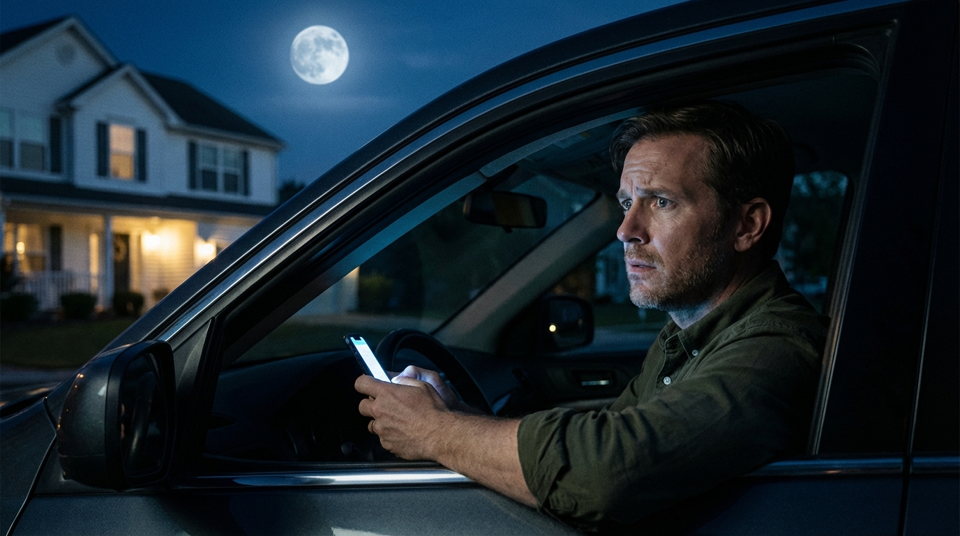 MIA MOGLIE MI HA MANDATO UN MESSAGGIO: “NON TORNARE ANCORA A CASA. PARCHEGGIA IN FONDO ALLA STRADA E ASPETTA IL MIO SEGNALE”. POI HA MANDATO: “QUANDO VEDI LA LUCE DELLA CUCINA SBALORDIRE DUE VOLTE, CORRI DENTRO E PRENDI I BAMBINI DALLA PORTA SUL RETRO. NON CHIEDERE PERCHÉ”. QUANDO HO VISTO COSA C’ERA NEL NOSTRO SOGGIORNO… HO TREMATO D’ORRORENTE…