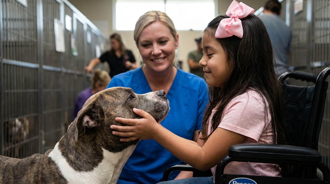 Una bambina paralizzata conosce il cane più aggressivo del rifugio. Ciò che accadde dopo è sorprendente