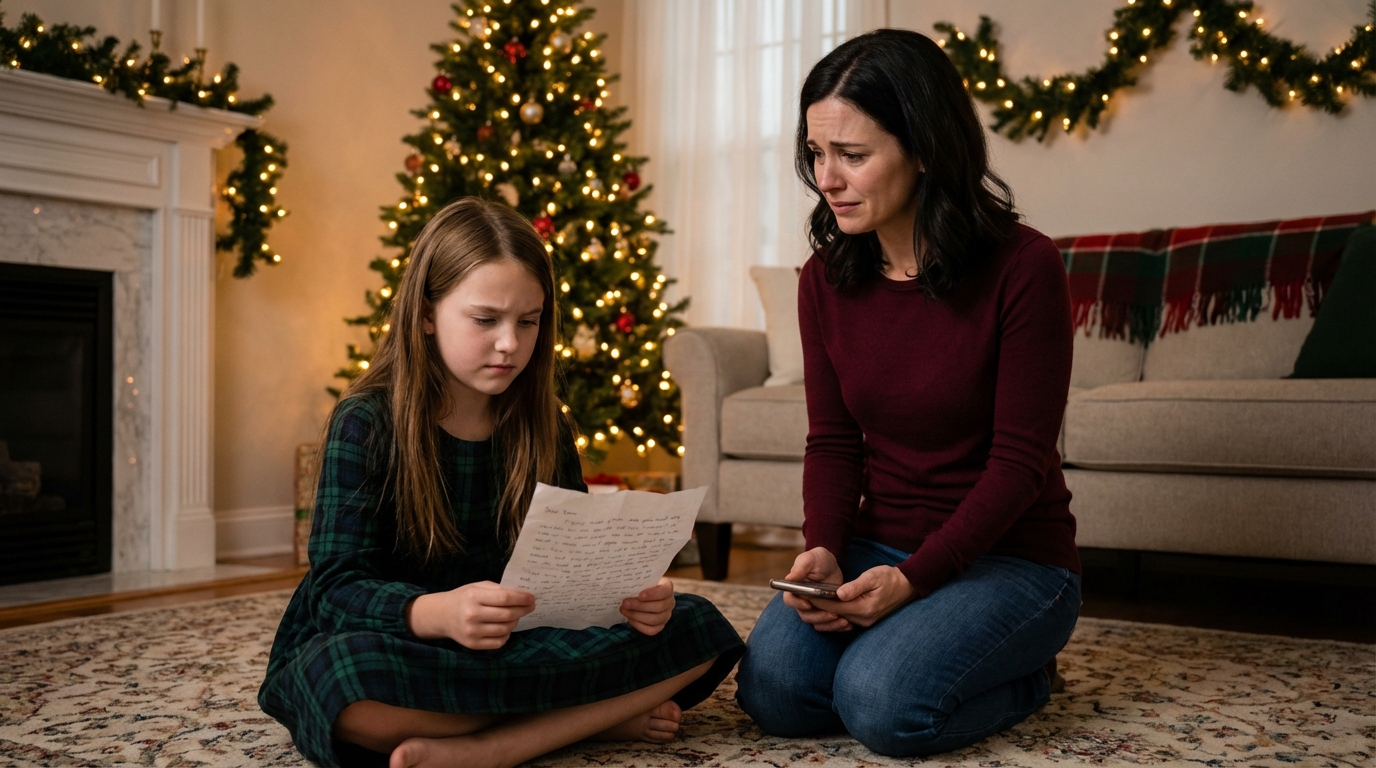La vigilia di Natale, la mia bambina di 7 anni ha trovato un biglietto dei miei genitori: “Partiamo per le Hawaii. Per favore, TRASFERITEVI prima del nostro ritorno”. Le tremavano le mani. Non ho urlato. Ho preso il telefono e ho cambiato un po’. Hanno visto cosa ho fatto e sono impalliditi…