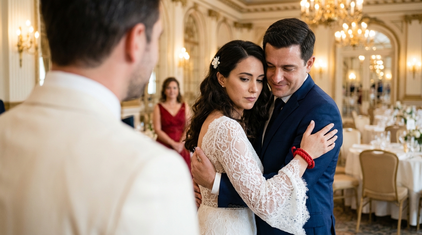 Il momento che ha fermato la festa: il ricongiungimento che ha commosso tutti. Lo sposo, comprendendo la verità che li univa, ha teso la mano al ragazzo e, con un sorriso che veniva dal cuore, lo ha invitato a far parte della nuova famiglia.
