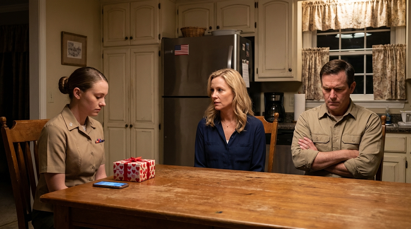 La mia matrigna mi ha parlato con voce dolce come il miele: “Sei nell’esercito, i tuoi soldi fanno parte di questa famiglia, giusto?”. Papà ha liquidato la cosa con una risata. La sera in cui sono tornata a casa in licenza, ho appoggiato la mano sul tavolo, l’ho guardato dritto negli occhi e l’ho avvertito: un’altra parola sui miei soldi e avrei messo un limite. Qualche giorno dopo, mi è arrivata un’email con scritto “destinatario sbagliato”… e ho preparato un regalo per la Festa della Mamma che ha fatto trattenere il fiato a tutta la famiglia.