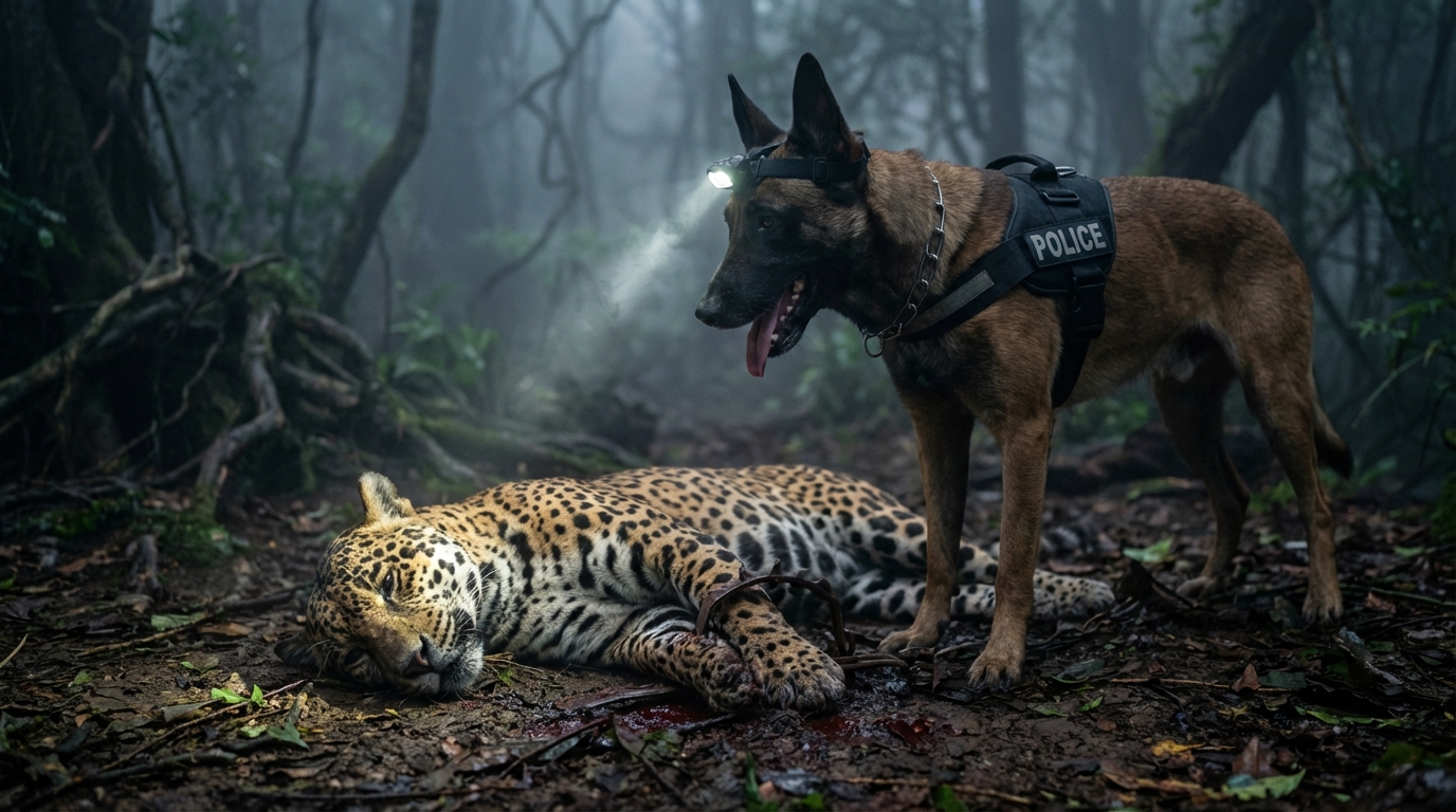 Perro Policía Encuentra a una Jaguar Embarazada Herida… Lo Que Hace Sorprende a Todos