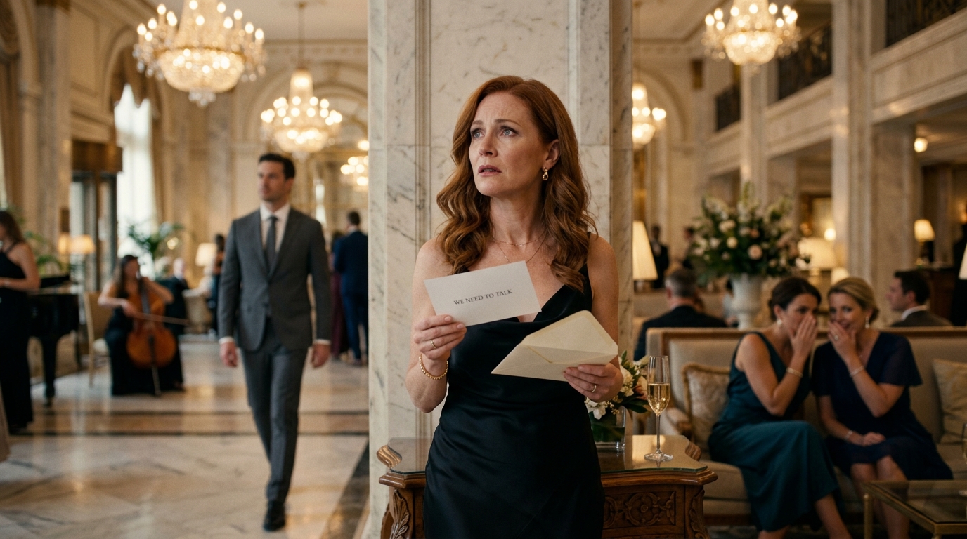 Mia sorella mi bloccò l’ingresso dell’hotel di lusso, sogghignando che “non avevo abbastanza soldi per entrare”; mia madre si sporse e sussurrò: “Non mettere in imbarazzo la nostra famiglia”. Dentro, la festa di compleanno di mio padre era nel pieno del suo svolgimento, mentre io me ne stavo fuori con la chiave magnetica della mia camera e una busta regalo. Quando stavano per portarmi via, il capo della sicurezza si avvicinò e pronunciò una frase che fece calare il silenzio in tutta la hall.