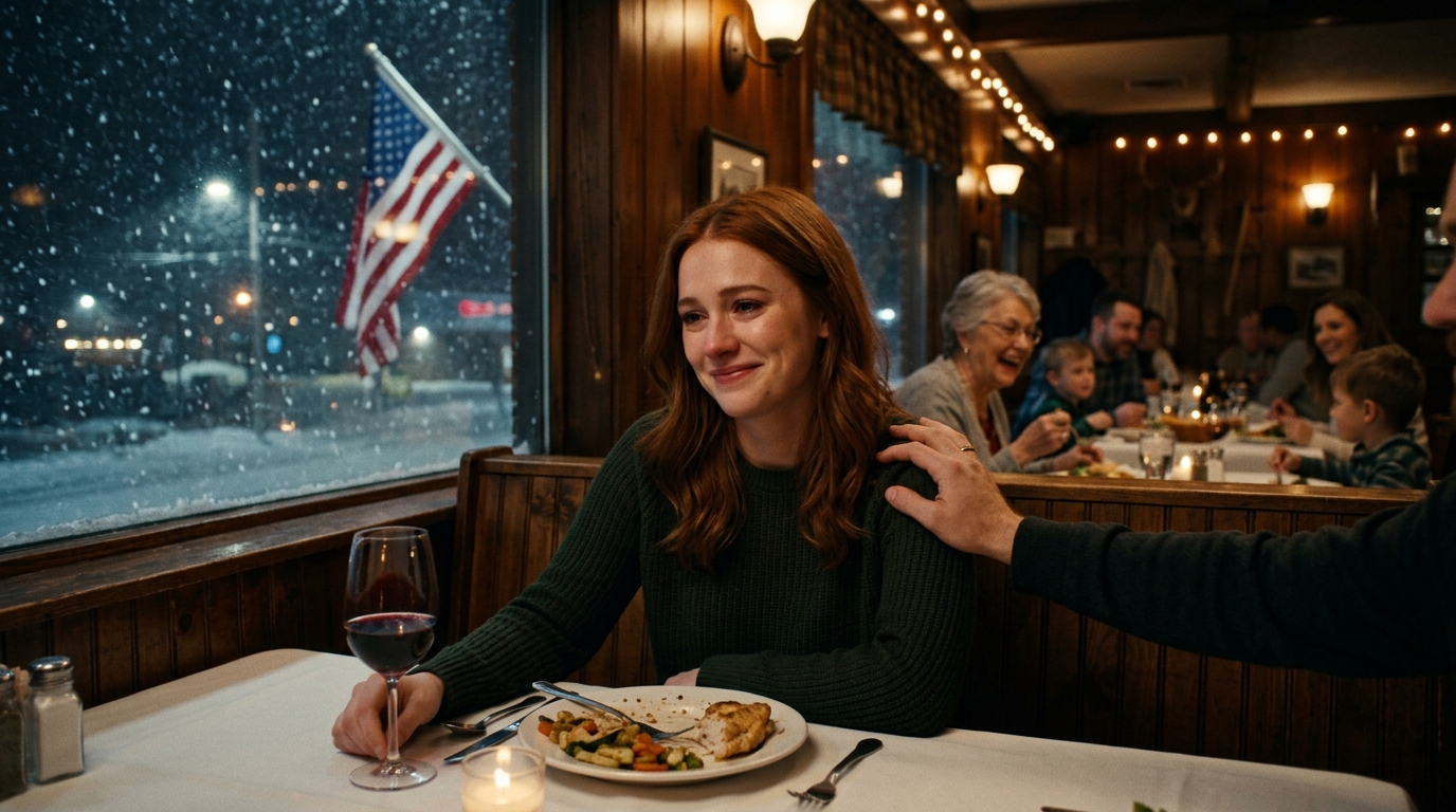 Tre giorni prima del Giorno del Ringraziamento, mia madre mi ha mandato un messaggio con esattamente sette parole: “Non tornare a casa, tua sorella non vuole problemi”. Ero seduta da sola in un ristorante di Boston a guardare le altre famiglie ridere, finché il tavolo accanto al mio non ha improvvisamente tirato fuori una sedia e mi ha invitata a sedermi. Pensavo fosse solo un gesto di gentilezza passeggero… finché cinque anni dopo, al mio matrimonio in vigna, il presentatore ha detto “i genitori della sposa”, e i volti dei miei genitori biologici si sono improvvisamente congelati.