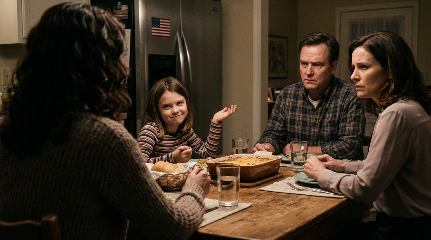 La mia sorellina ha urlato durante la cena di famiglia: “NIENTE DOTTORI. VENITE AL MIO SPETTACOLO!” — Ho detto di no… lo schiaffo è stato così forte che mi ha fatto cadere la sedia di lato… i miei genitori sono stati gelidi: “IL SUO FUTURO CONTA. LA TUA VITA NON LO HA MAI CONTATO”. Ho preso le chiavi e sono uscita… e poi uno strano avviso CON IL MIO NOME sopra mi ha fatto perdere completamente la testa…