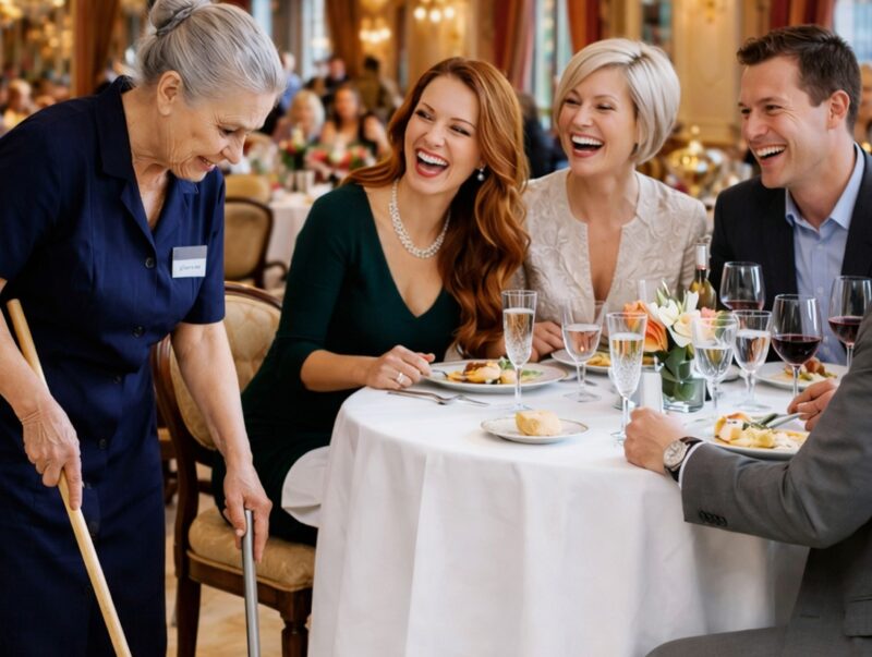 In un ristorante elegante, gli ospiti si sono riuniti e hanno iniziato a deridere l’anziana donna delle pulizie, che avrà avuto circa sessant’anni. Quando mio marito ha visto tutto ciò, si è alzato dal nostro tavolo, si è avvicinato a loro e quello che ha fatto dopo ha scioccato tutti i presenti.