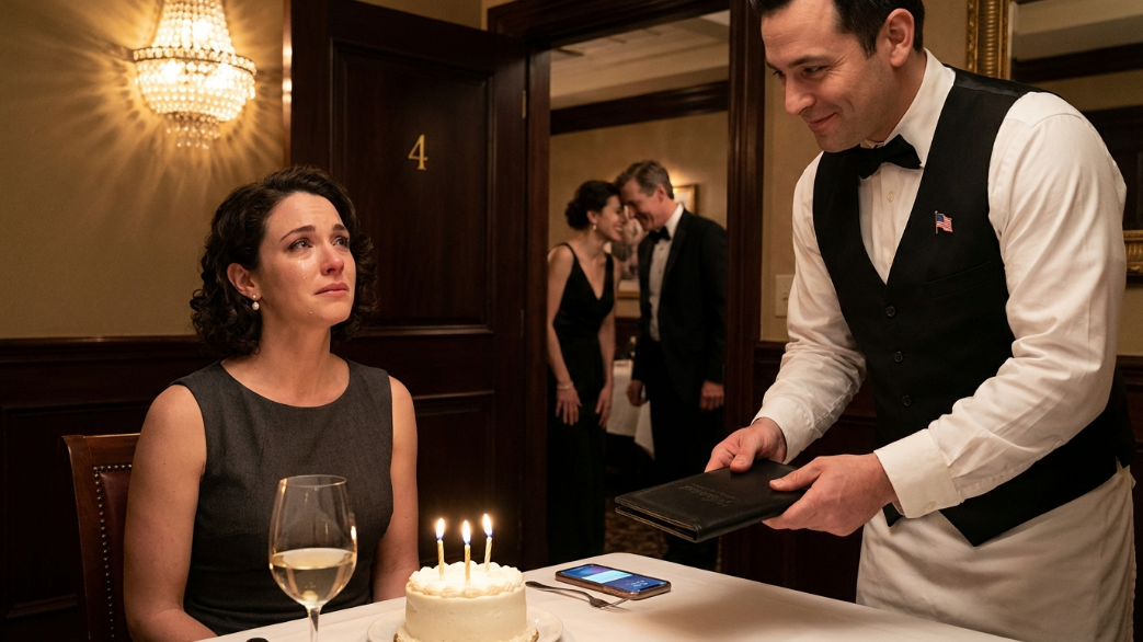 Mi ha scritto: “Sono rimasto al lavoro. Buon 34° compleanno”. Così sono andato da solo al nostro ristorante preferito, cercando di scacciare la solitudine con candele e dessert. Quando il cameriere è tornato con il conto, si è chinato e ha sussurrato: “Signora… suo marito è nella stanza privata numero 4 con la sua fidanzata”. E nel momento in cui la donna si è girata verso la porta, il mio compleanno non è stato più solo mio.