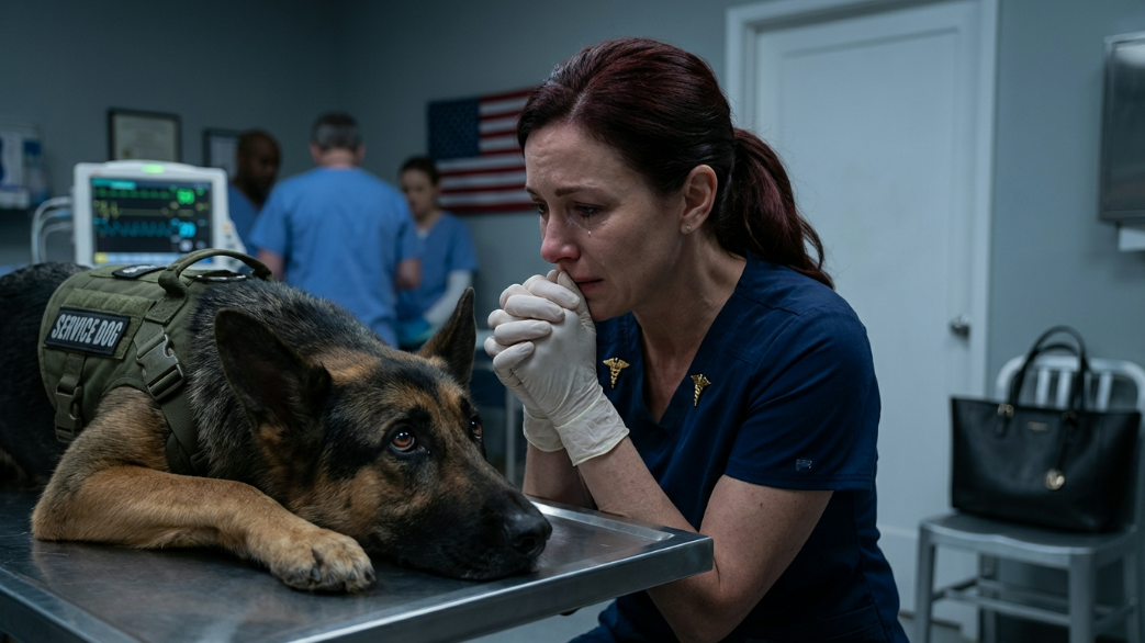 “Sono io” – Il cane militare ferito si rifiutò di avvicinarsi a chiunque finché un giovane SEAL non mormorò il codice segreto della sua squadra. La clinica veterinaria d’emergenza della base era un tripudio di rumori e ordini, vassoi che sbattevano, stivali che battevano sul pavimento, quando le porte si spalancarono e la squadra cinofila entrò velocemente con una barella.